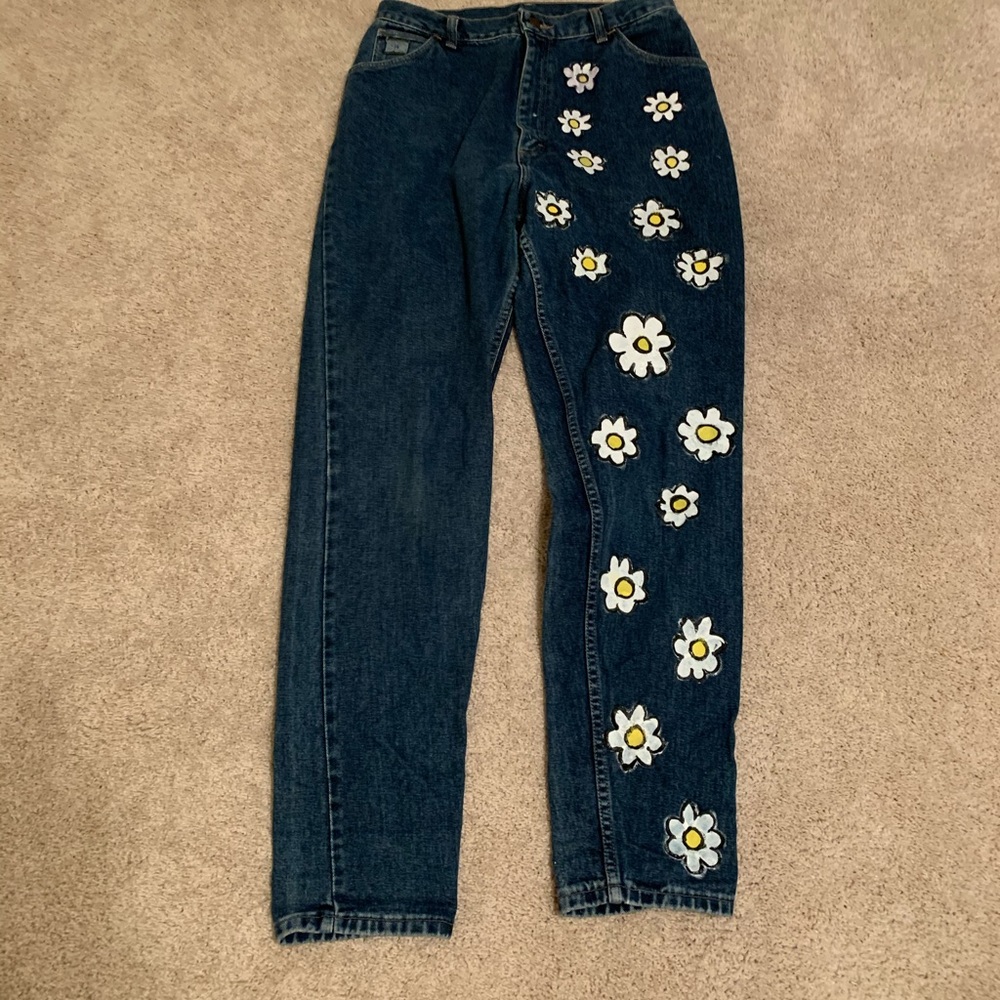 hand painted high waisted wrangler jeans